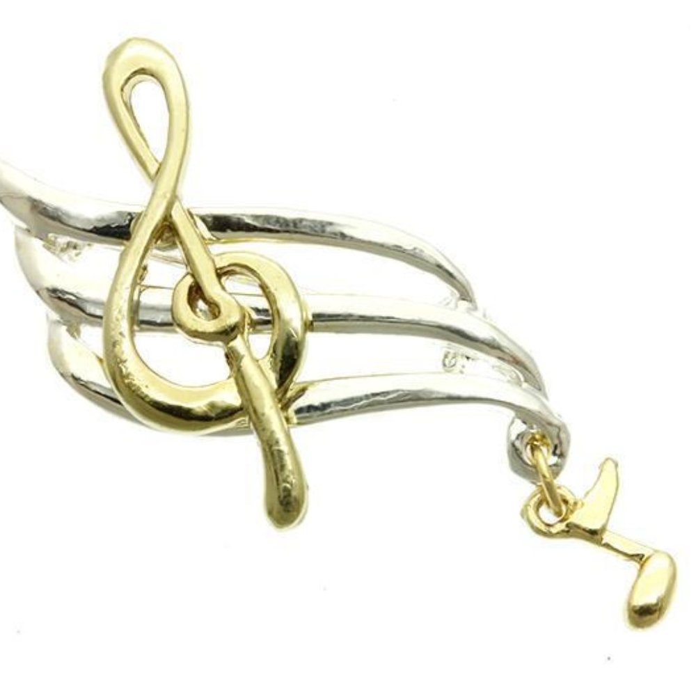Music Clef Note Pin Brooch Silver Gold Plated Two Tone Musician Graduation Gift